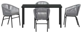 Conjunto de Jantar de Jardim com 5 Peças em Rattan Poli Cinza