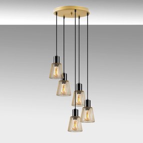Chandelier Kemtel – Dourado Brilhante – 48 x 48 x 115 cm