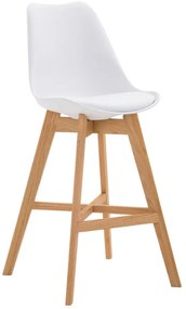 Banco de bar Cannes em plástico com estrutura de Cor Natural 48 x 112 x 56 cm Branco