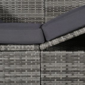 Espreguiçadeira de jardim com toldo 205x62 cm vime PE cinzento