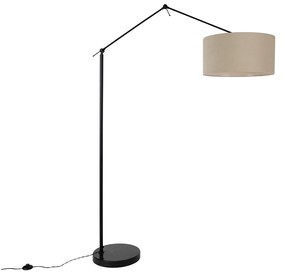 Candeeiro de pé preto com cúpula castanho claro 50 cm ajustável - Editor Design,Moderno