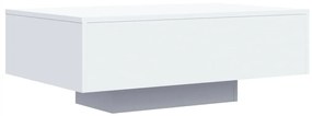 Mesa de centro com luzes LED 85x55x31 cm branco