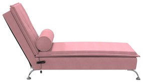 Chaise lounge de massagem com rolo veludo rosa