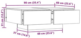 Mesa de centro 90x60x31 cm derivados de madeira carvalho sonoma