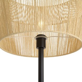Candeeiro de Pé Preto com Abajur de Corda de Papel Bege 50/50/30 - Simplo