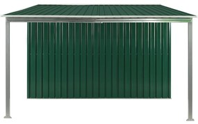 Abrigo de jardim com portas de correr 386x259x178 cm aço verde