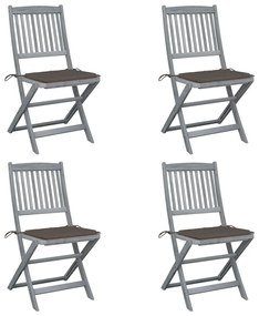 vidaXL Cadeiras exterior dobráveis c/ almofadões 4 pcs acácia maciça