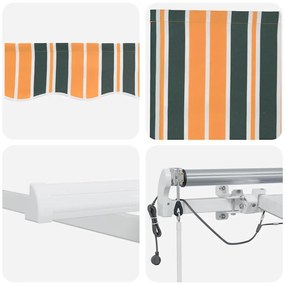 Toldo Retrátil Automático vidaXL com LED Verde e Amarelo 500x300 cm