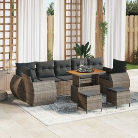 Conjunto de Sofá de Jardim vidaXL de 10 Peças com Almofadas Cinza em R