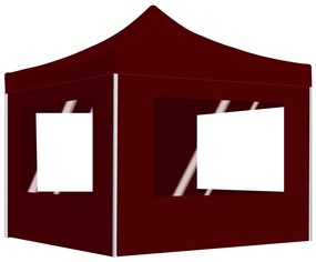 Tenda dobrável prof. c/ paredes alumínio 3x3m vermelho tinto