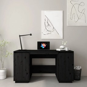 vidaXL Secretária 140x50x75 cm madeira de pinho maciça preto
