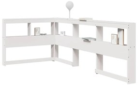 Estante cabeceira forma de L 75 cm madeira pinho maciça branco