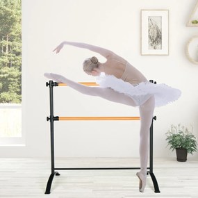Barra de Ballet 120 cm Portátil Barra Dupla Independente Altura Ajustável 56/76/96/116 cm Adultos e Crianças Preto