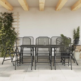 vidaXL 9 pcs conjunto de jantar para jardim rede de metal antracite