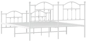 Estrutura de cama com cabeceira e pés 160x200 cm metal branco
