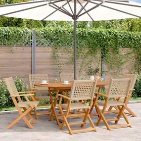 vidaXL Cadeiras de jardim dobráveis 6 pcs vime PE/madeira maciça bege