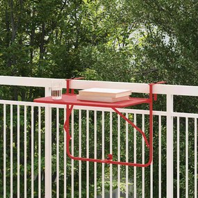 Mesa de Balcão Suspensa vidaXL Dobrável Vermelha 60x40 cm Aço
