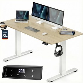 Secretária Eletrica com altura ajustável 160 x 75 x 72–117 cm bege