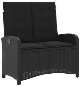 2 pcs conjunto de jantar p/ jardim c/ almofadões vime PE preto