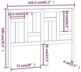 Cabeceira de cama 155,5x4x100 cm madeira de pinho maciça branco