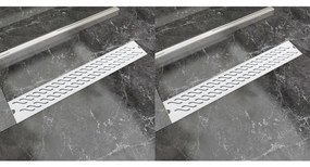 VidaXL Dreno de chuveiro linear 2 pcs onda 730x140 mm aço inoxidável