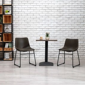 vidaXL Cadeira de jantar couro artificial castanho-escuro