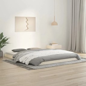 Estrutura de cama king size 150x200 cm pinho maciço branco