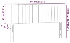 Cabeceira de cama c/luzes LED veludo 144x5x78/88cm cinza-escuro