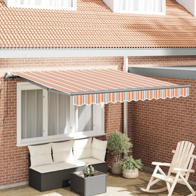 vidaXL Toldo Retrátil Manual Listrado Multicolorido 350 x 250 cm