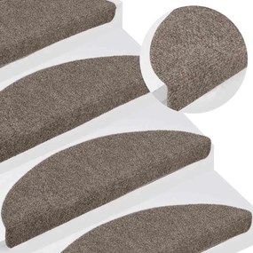 Tapetes escada autoadesivos 10 pcs 56x17x3 cm agulhado bege
