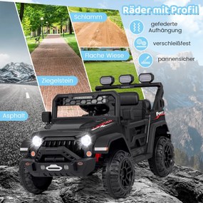 Carro elétrico infantil com controle remoto 2.4G, USB, luz e música, 12V, carro infantil Jeep vermelho