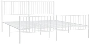 Estrutura de cama com cabeceira e pés 180x200 cm metal branco