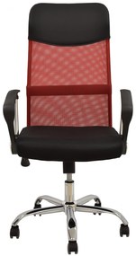 Cadeira de escritório GINO (H), rede vermelha, tecido preto