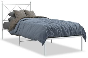 Estrutura de cama com cabeceira 75x190 cm metal branco