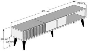 Móvel TV Milan – Nogueira e Preto – 180x40x35 cm