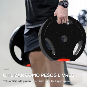 Conjunto de Discos de Pesos de 4 Peças Discos de Pesos 2x10 kg e 2x5 kg com Orifícios de 2,5 cm Preto