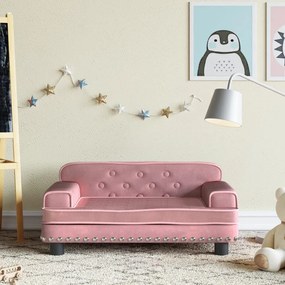 Sofá infantil 70x45x30 cm veludo rosa