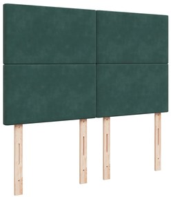 Cama com molas/colchão 160x200 cm veludo verde-escuro
