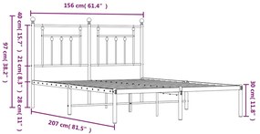 Estrutura de cama com cabeceira 150x200 cm metal branco