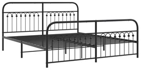 Estrutura de cama com cabeceira e pés 183x213 cm metal preto