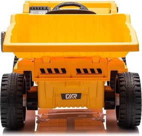 Camião Obras elétrico para crianças com caixa 12V 4x4, pneus em borracha e assento em pele artificial crianças até aos 5 anos Amarelo