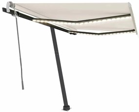 Toldo retrátil manual com LED 350x250 cm cor creme
