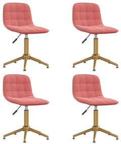 vidaXL Cadeiras de jantar giratórias 4 pcs veludo rosa