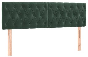 Cama com molas/colchão 140x200 cm veludo verde-escuro