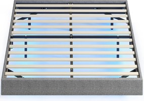 HOMCOM Cama 140x190 cm com Luzes LED Estofada em Linho Ripas de Madeira Silenciosa Fácil de Montar Cinzento | Aosom Portugal