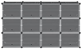 Organizador de arrumação com 12 cubos e portas PP preto