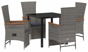 Cadeiras de Jardim Reclináveis com almofada 5 pcs
