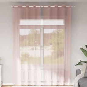 vidaXL Cortinas de voile com ilhós 2 pcs rosa-claro 140x300 cm