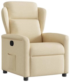 vidaXL Poltrona reclinável tecido cor creme