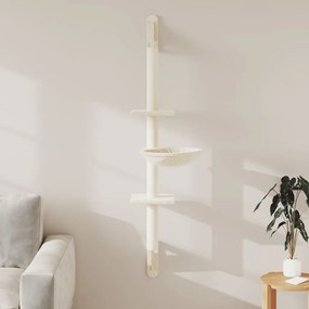vidaXL Árvore de parede para gatos c/ poste arranhador 142,5 cm creme